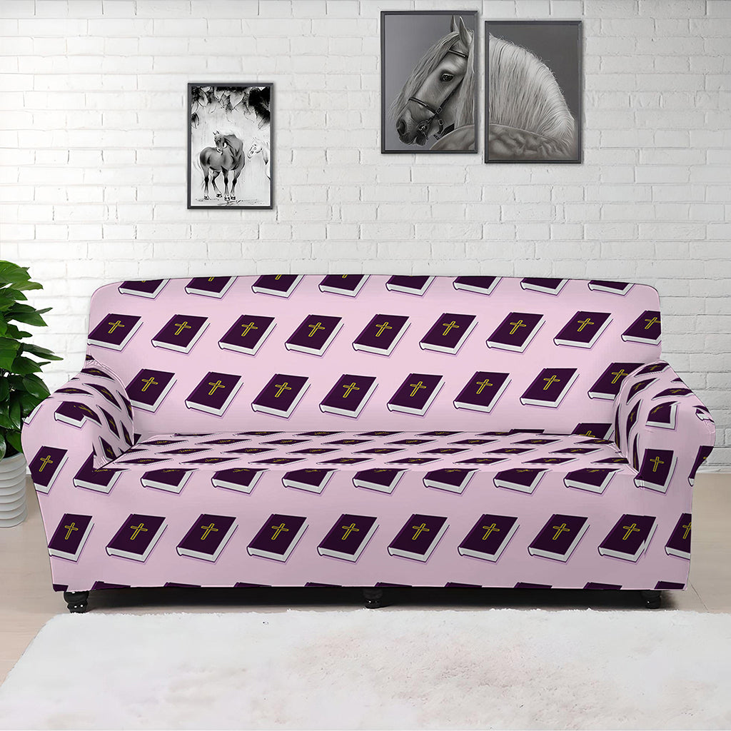 Purple Holy Bible Pattern Print Sofa Cover