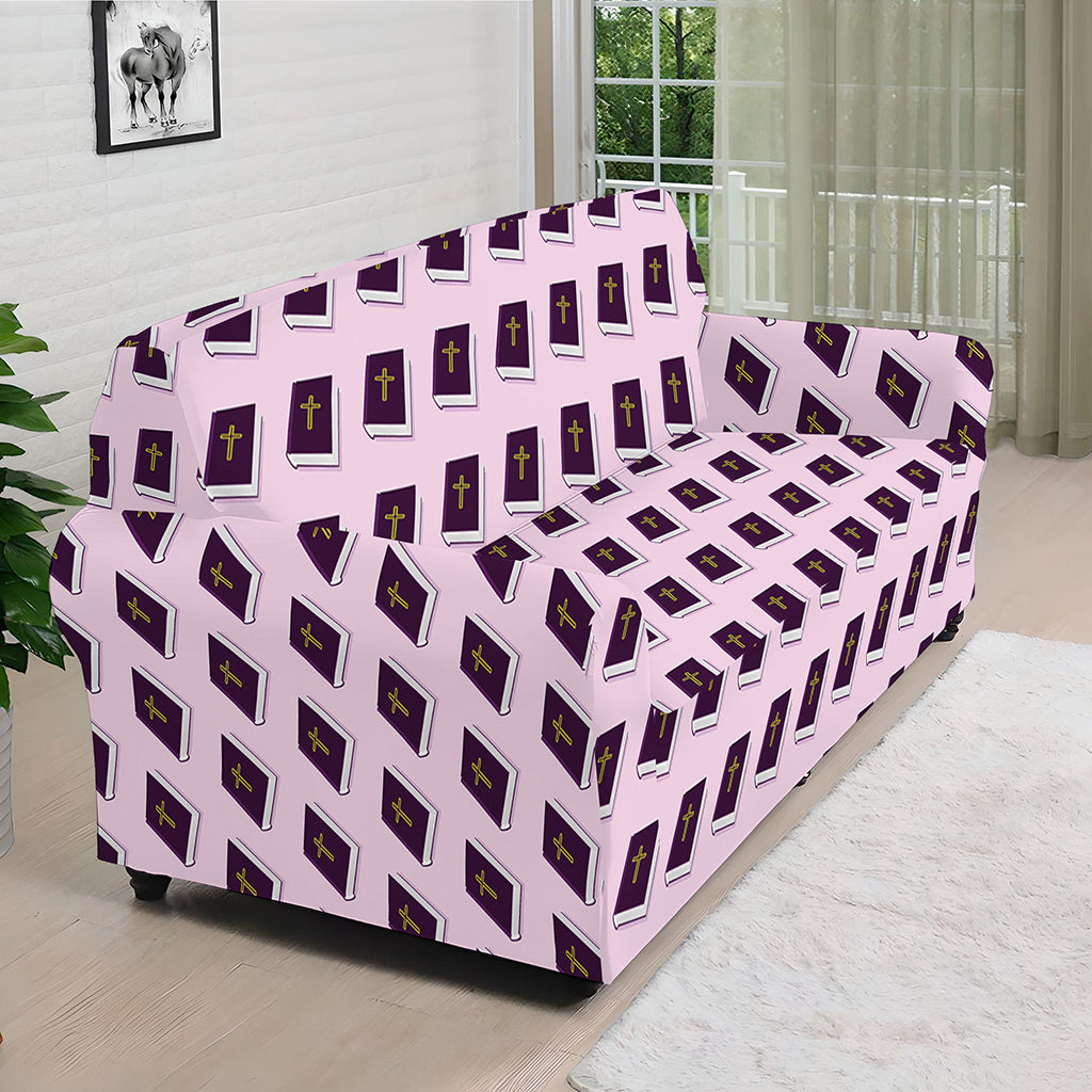 Purple Holy Bible Pattern Print Sofa Cover