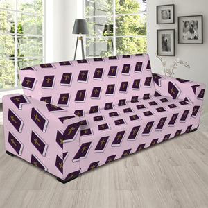 Purple Holy Bible Pattern Print Sofa Slipcover