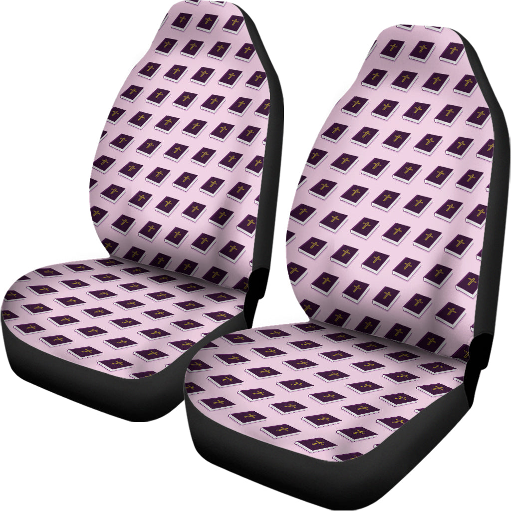 Purple Holy Bible Pattern Print Universal Fit Car Seat Covers