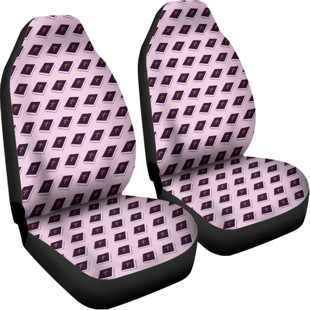 Purple Holy Bible Pattern Print Universal Fit Car Seat Covers