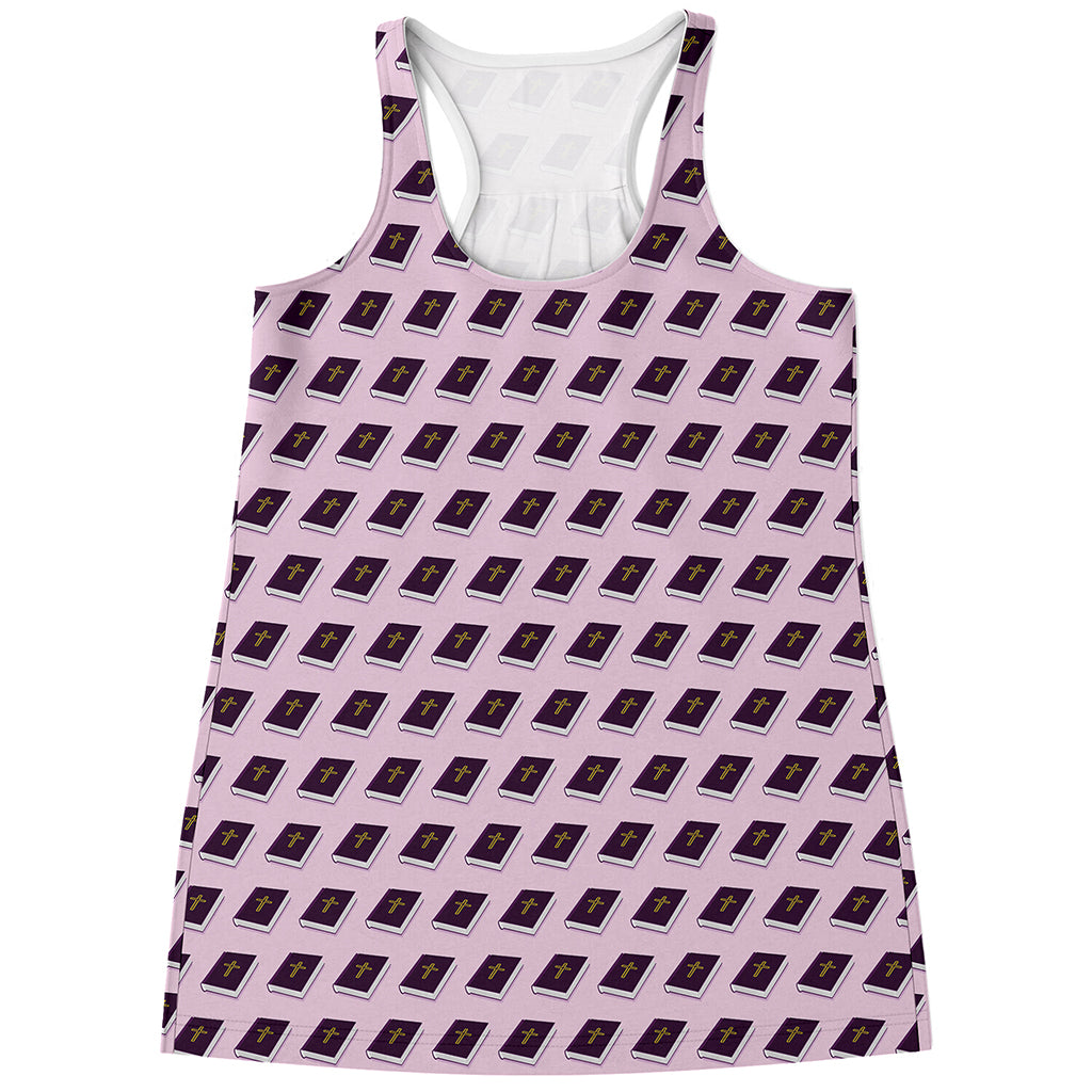 Purple Holy Bible Pattern Print Women's Racerback Tank Top