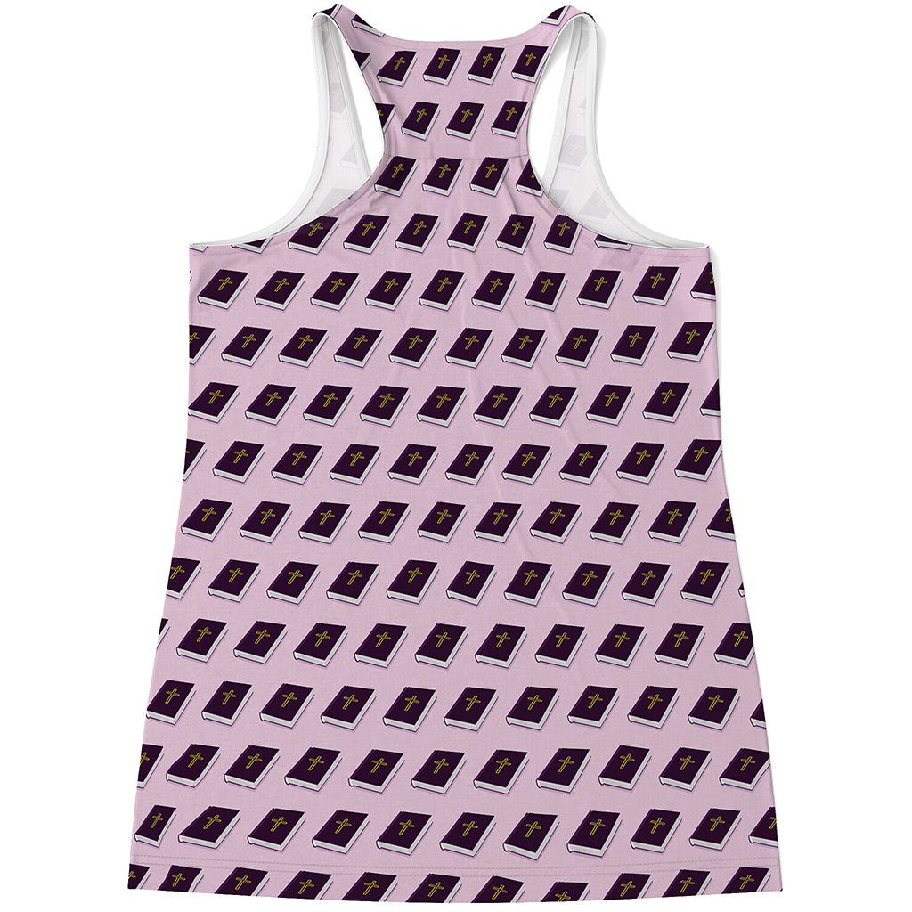 Purple Holy Bible Pattern Print Women's Racerback Tank Top