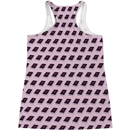Purple Holy Bible Pattern Print Women's Racerback Tank Top