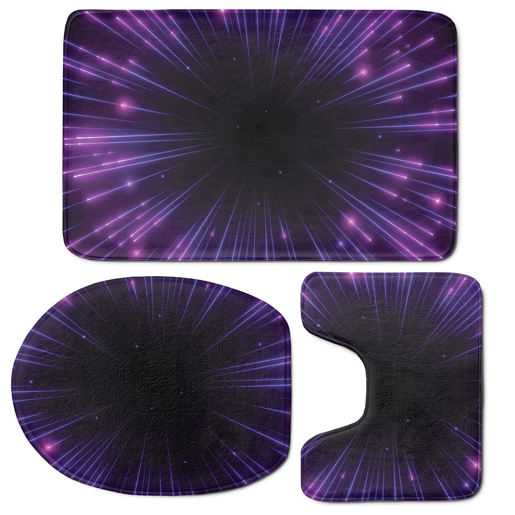 Purple Hyperspace Print 3 Piece Bath Mat Set