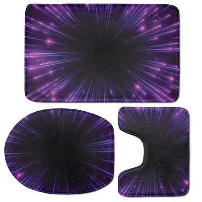 Purple Hyperspace Print 3 Piece Bath Mat Set