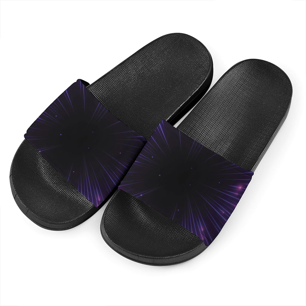 Purple Hyperspace Print Black Slide Sandals