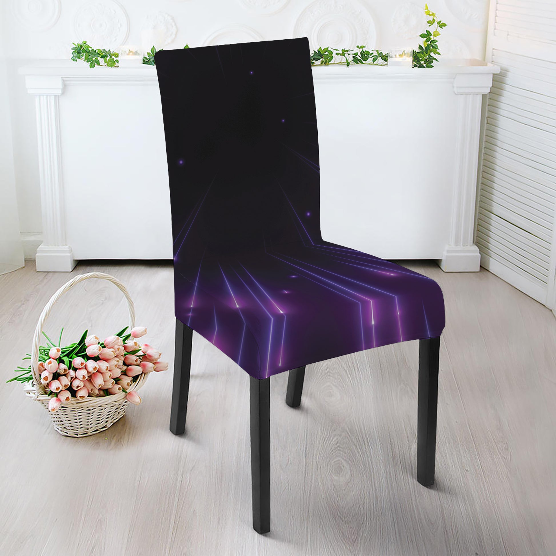 Purple Hyperspace Print Dining Chair Slipcover