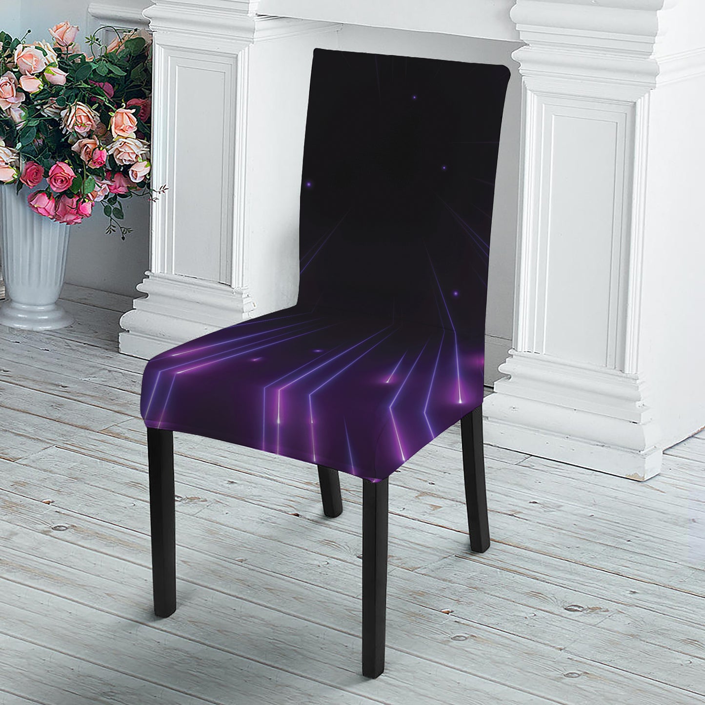 Purple Hyperspace Print Dining Chair Slipcover