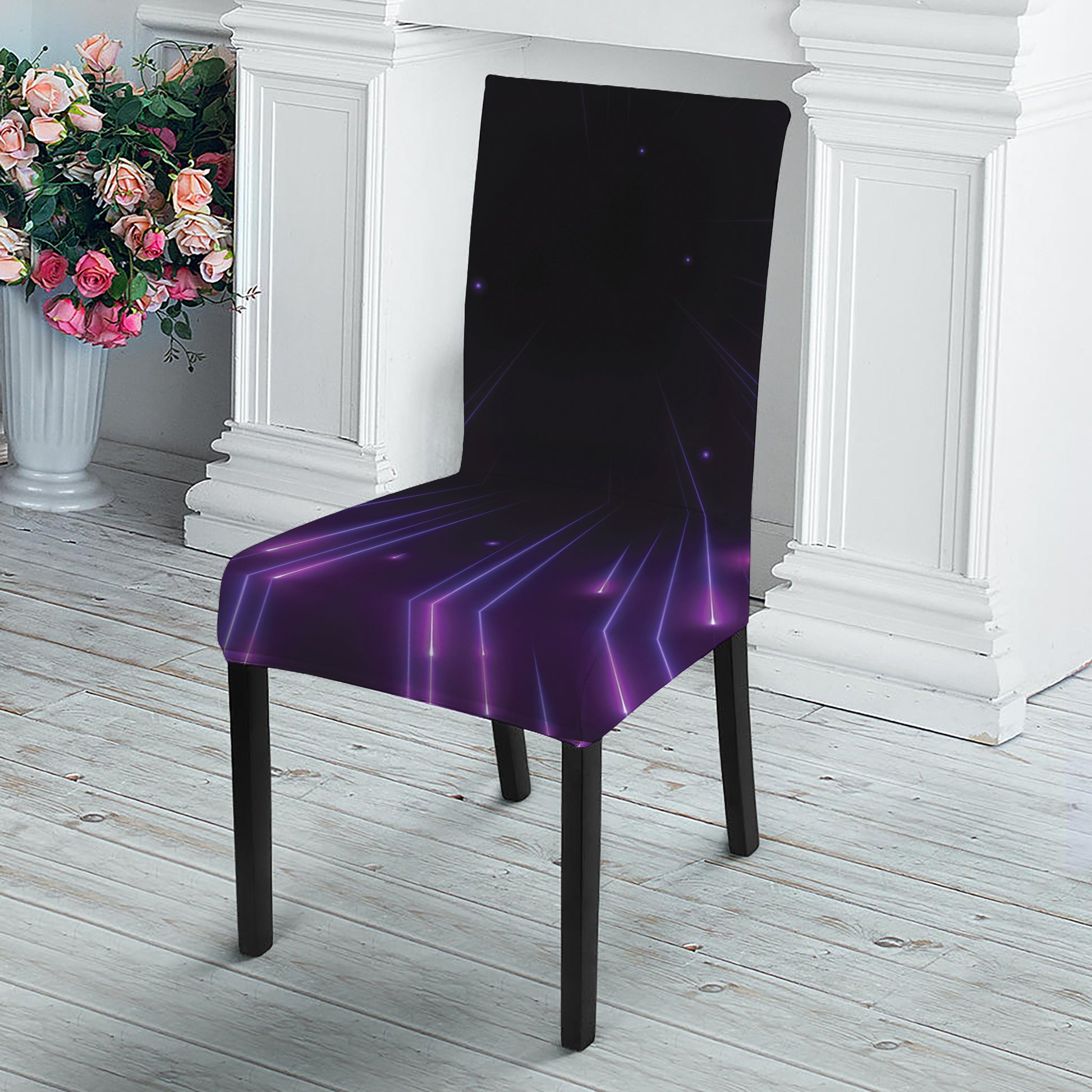 Purple Hyperspace Print Dining Chair Slipcover