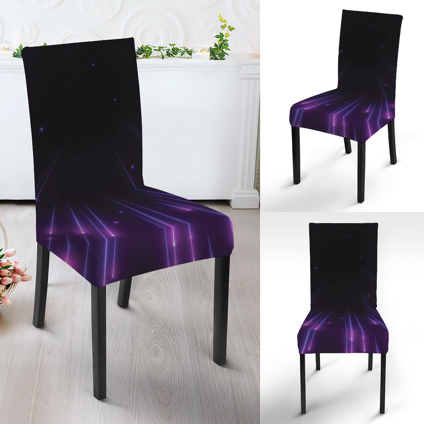 Purple Hyperspace Print Dining Chair Slipcover