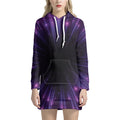 Purple Hyperspace Print Pullover Hoodie Dress