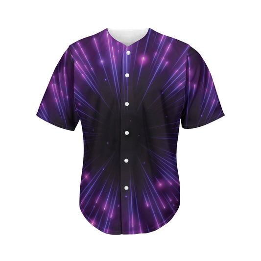 Purple Hyperspace Print Men's Baseball Jersey