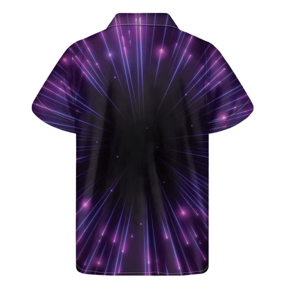 Purple Hyperspace Print Men's Short Sleeve Shirt