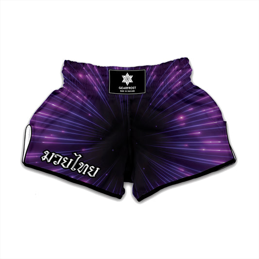 Purple Hyperspace Print Muay Thai Boxing Shorts