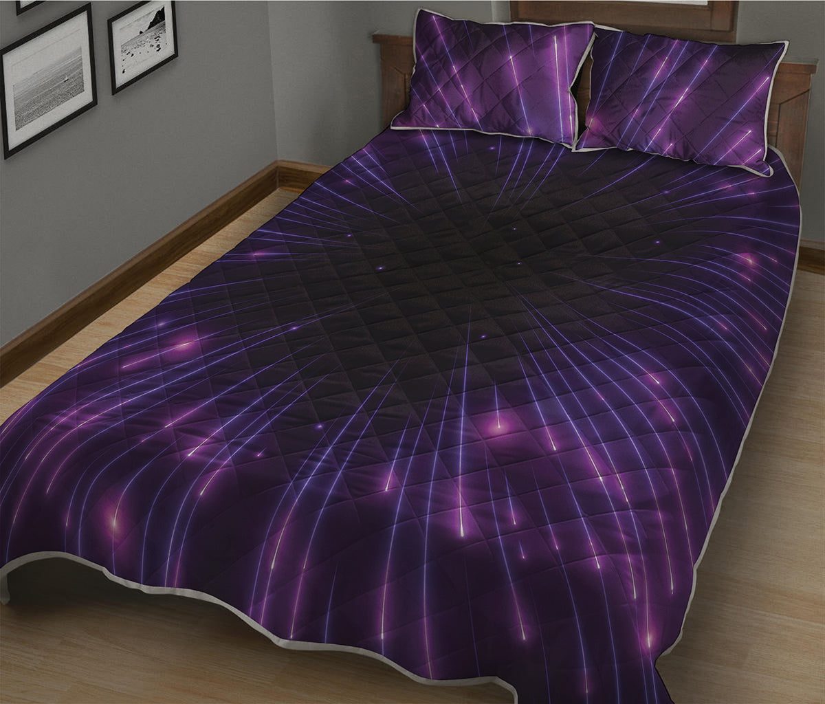 Purple Hyperspace Print Quilt Bed Set