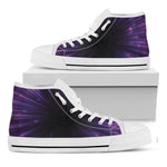 Purple Hyperspace Print White High Top Shoes