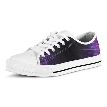 Purple Hyperspace Print White Low Top Shoes