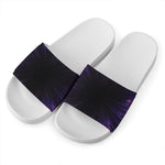 Purple Hyperspace Print White Slide Sandals