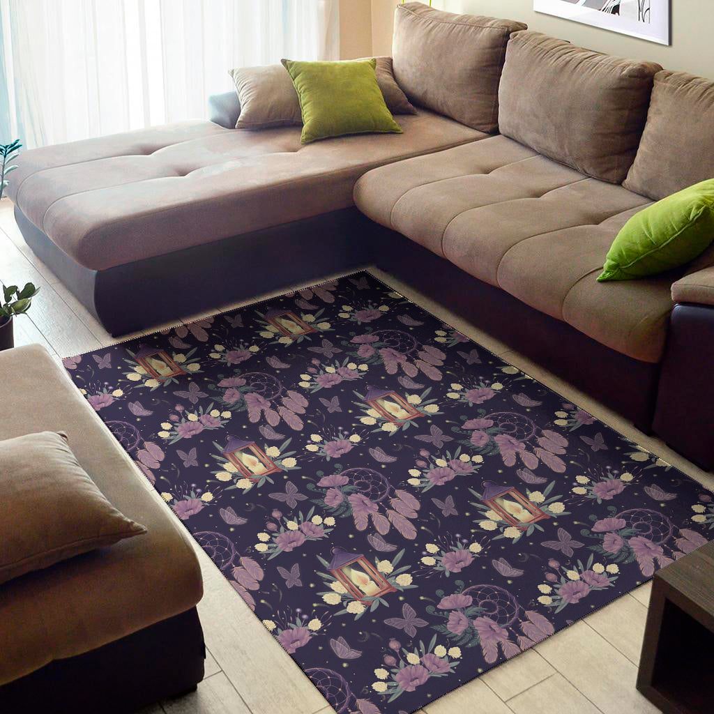 Purple Indian Dream Catcher Print Area Rug