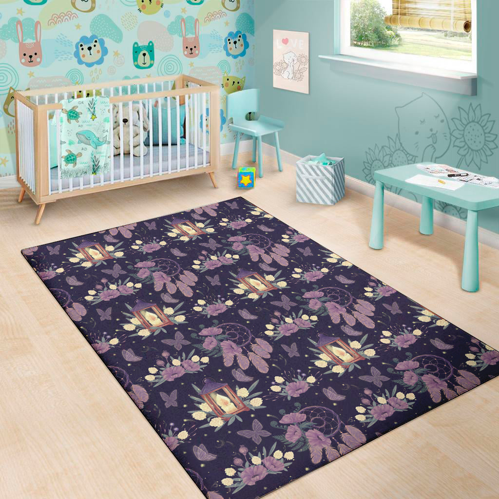 Purple Indian Dream Catcher Print Area Rug