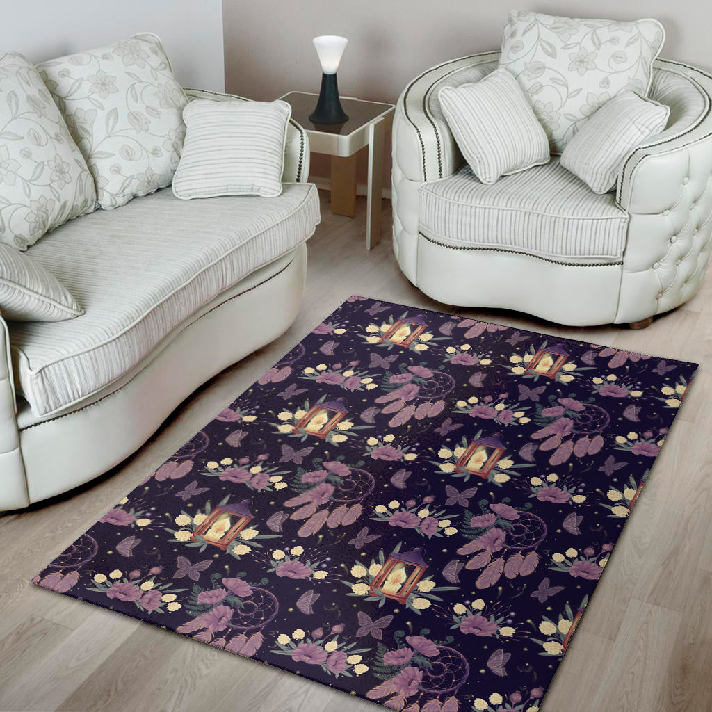 Purple Indian Dream Catcher Print Area Rug