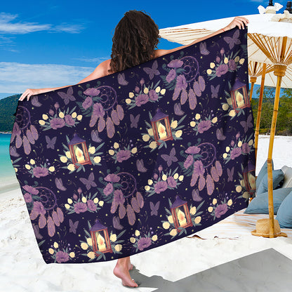Purple Indian Dream Catcher Print Beach Sarong Wrap