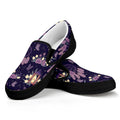 Purple Indian Dream Catcher Print Black Slip On Sneakers
