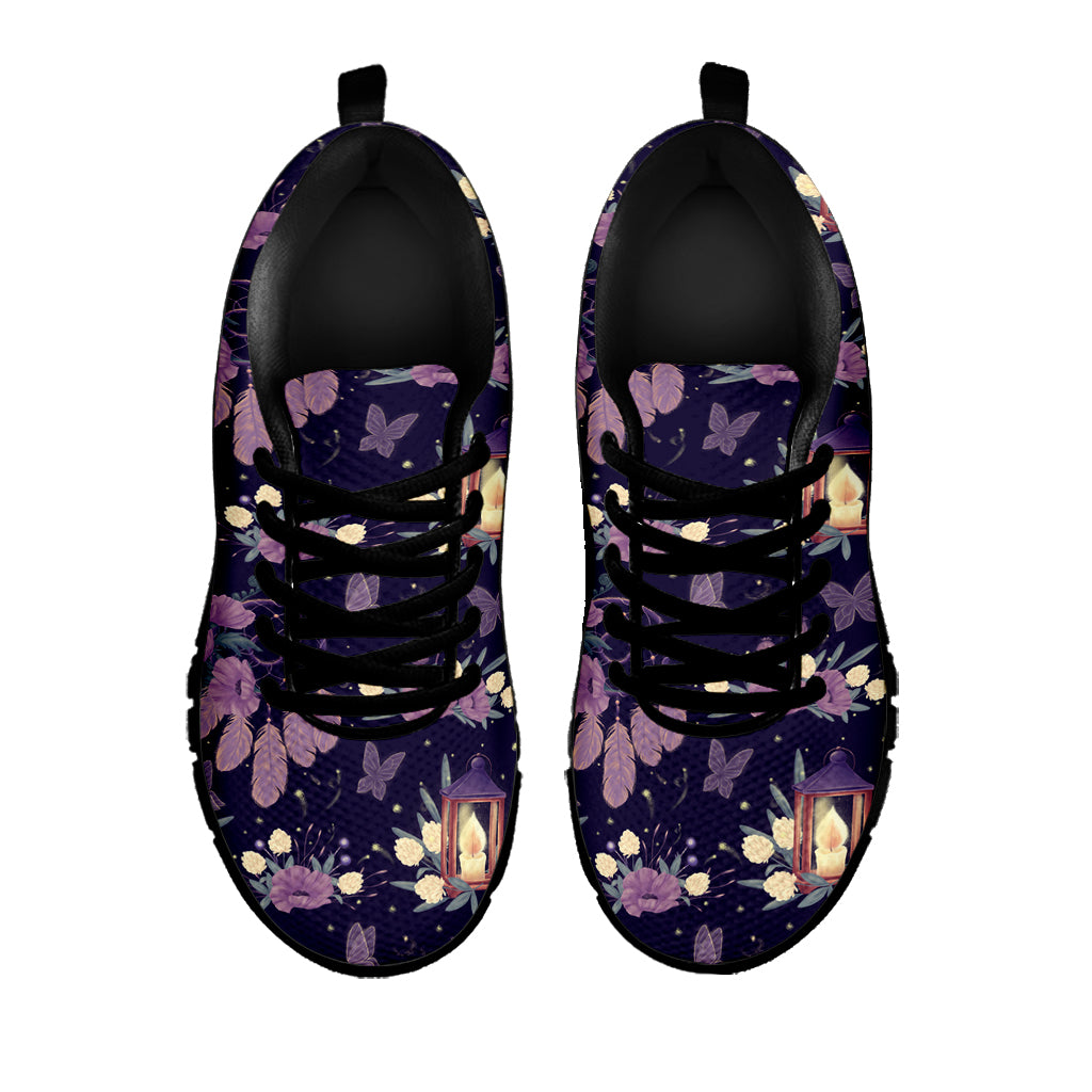 Purple Indian Dream Catcher Print Black Sneakers