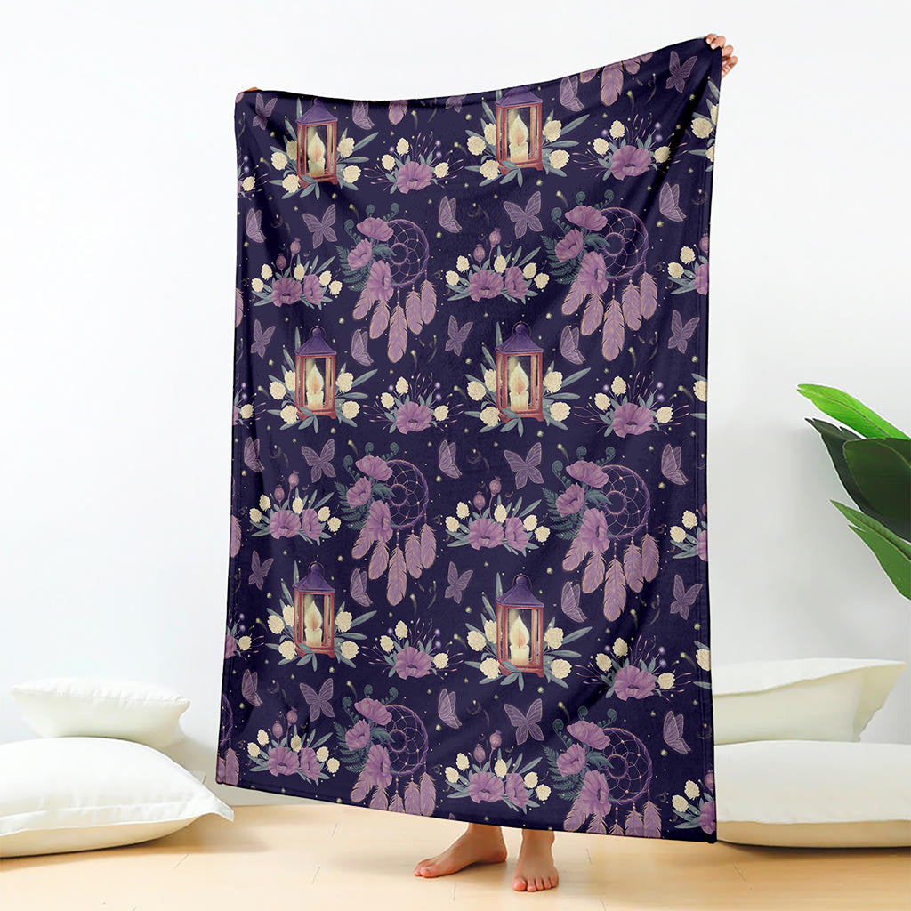 Purple Indian Dream Catcher Print Blanket