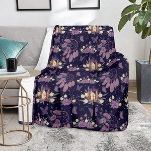 Purple Indian Dream Catcher Print Blanket