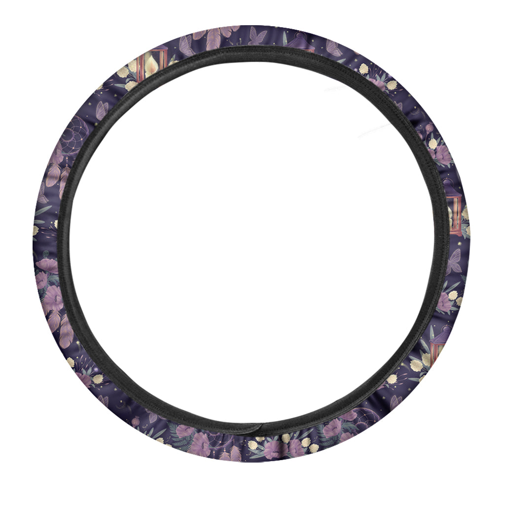 Purple Indian Dream Catcher Print Car Steering Wheel Cover