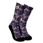 Purple Indian Dream Catcher Print Crew Socks