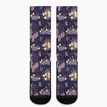 Purple Indian Dream Catcher Print Crew Socks