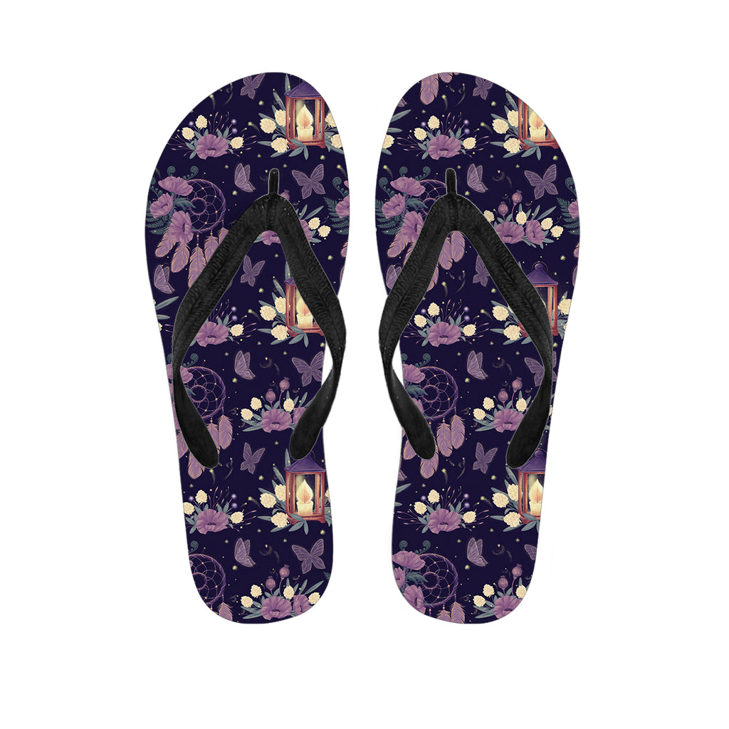 Purple Indian Dream Catcher Print Flip Flops