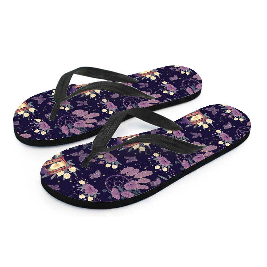 Purple Indian Dream Catcher Print Flip Flops