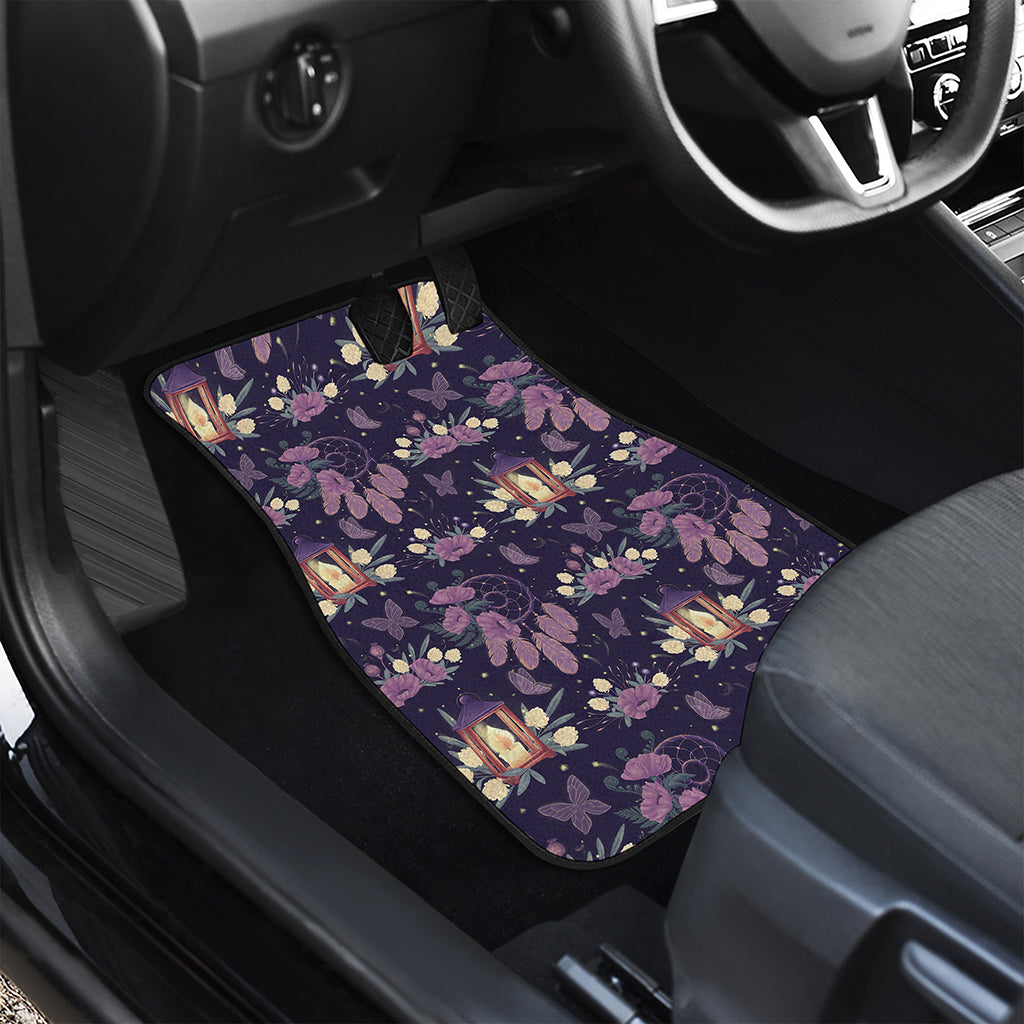 Purple Indian Dream Catcher Print Front and Back Car Floor Mats