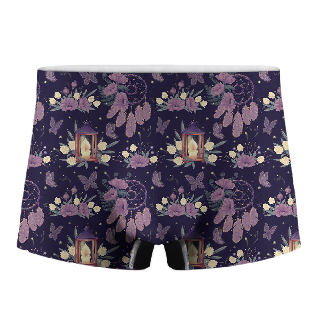 Purple Indian Dream Catcher Print Men's Boxer Briefs