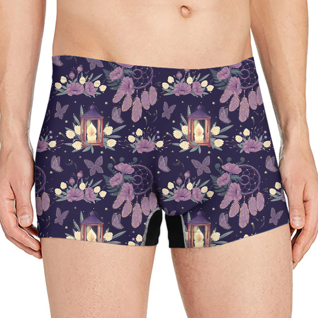 Purple Indian Dream Catcher Print Men's Boxer Briefs