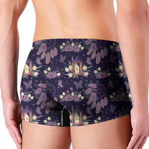 Purple Indian Dream Catcher Print Men's Boxer Briefs