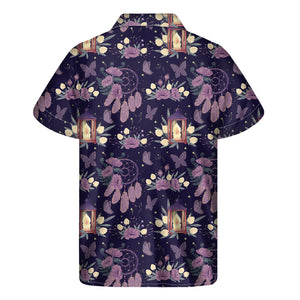 Purple Indian Dream Catcher Print Men's Short Sleeve Shirt