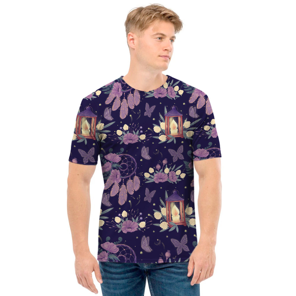 Purple Indian Dream Catcher Print Men's T-Shirt