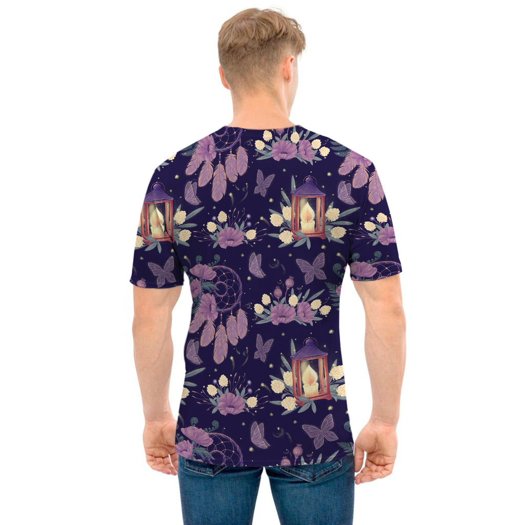 Purple Indian Dream Catcher Print Men's T-Shirt