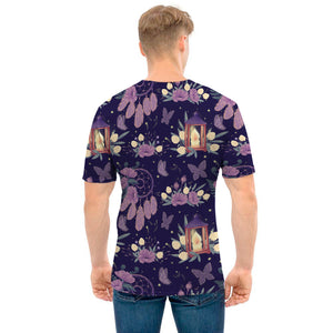 Purple Indian Dream Catcher Print Men's T-Shirt