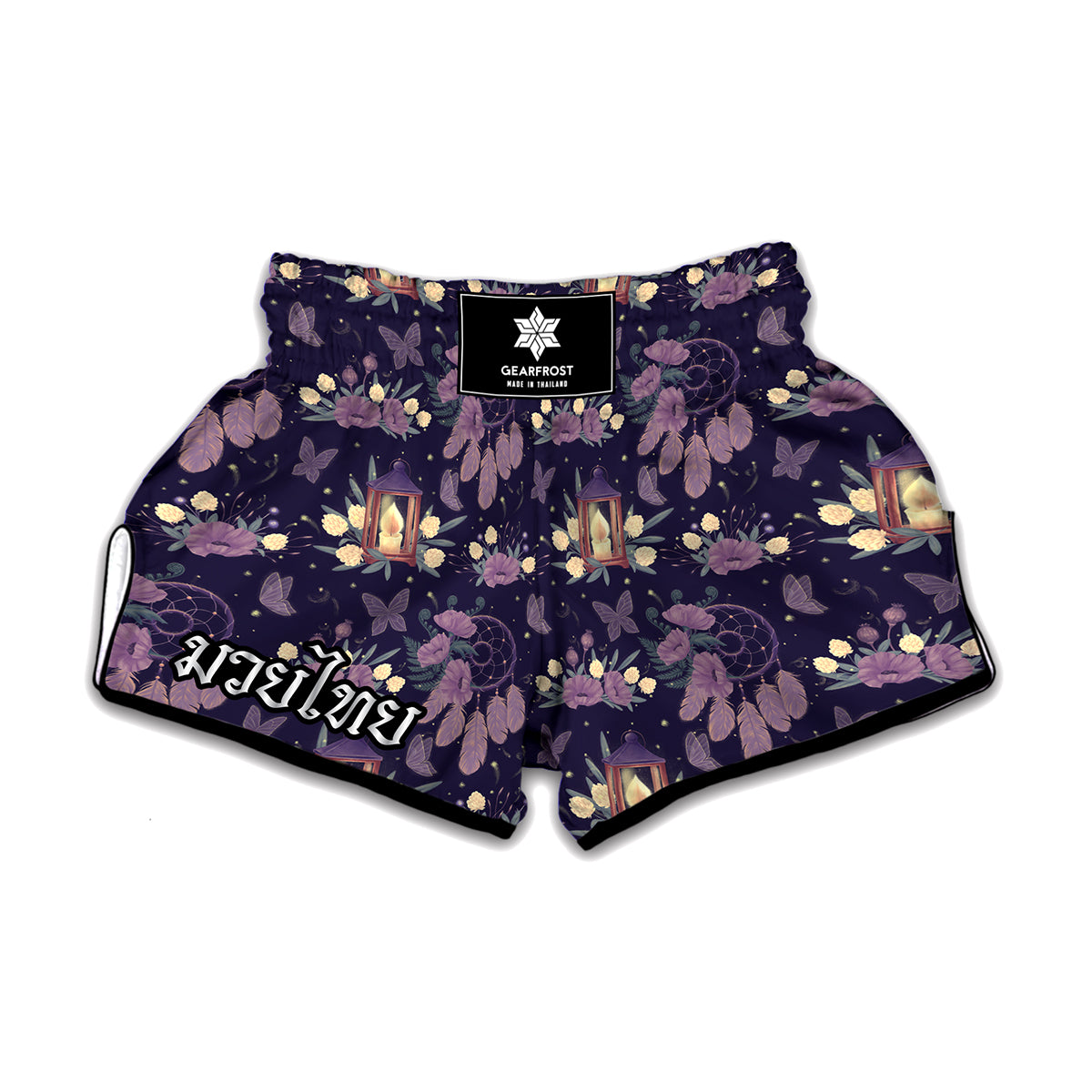 Purple Indian Dream Catcher Print Muay Thai Boxing Shorts