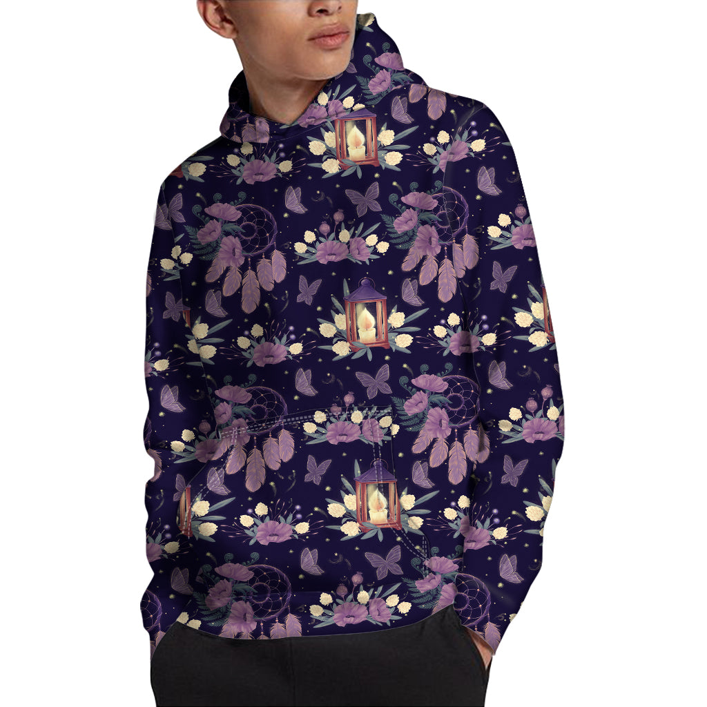 Purple Indian Dream Catcher Print Pullover Hoodie