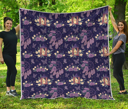 Purple Indian Dream Catcher Print Quilt