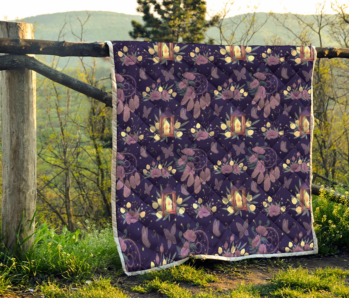 Purple Indian Dream Catcher Print Quilt