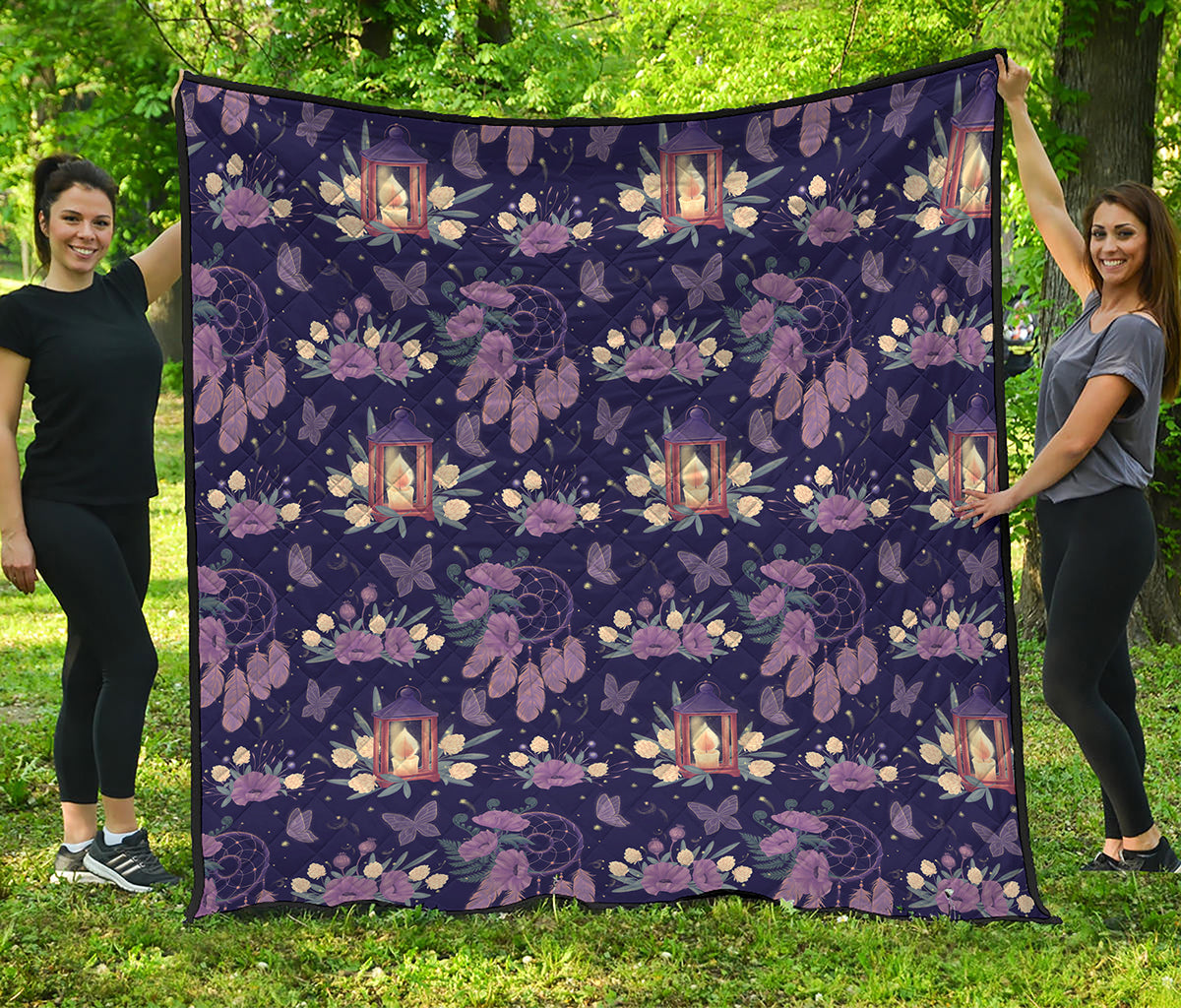 Purple Indian Dream Catcher Print Quilt