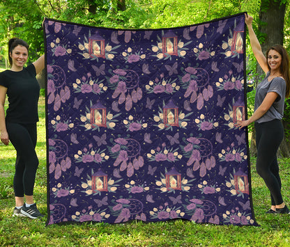 Purple Indian Dream Catcher Print Quilt